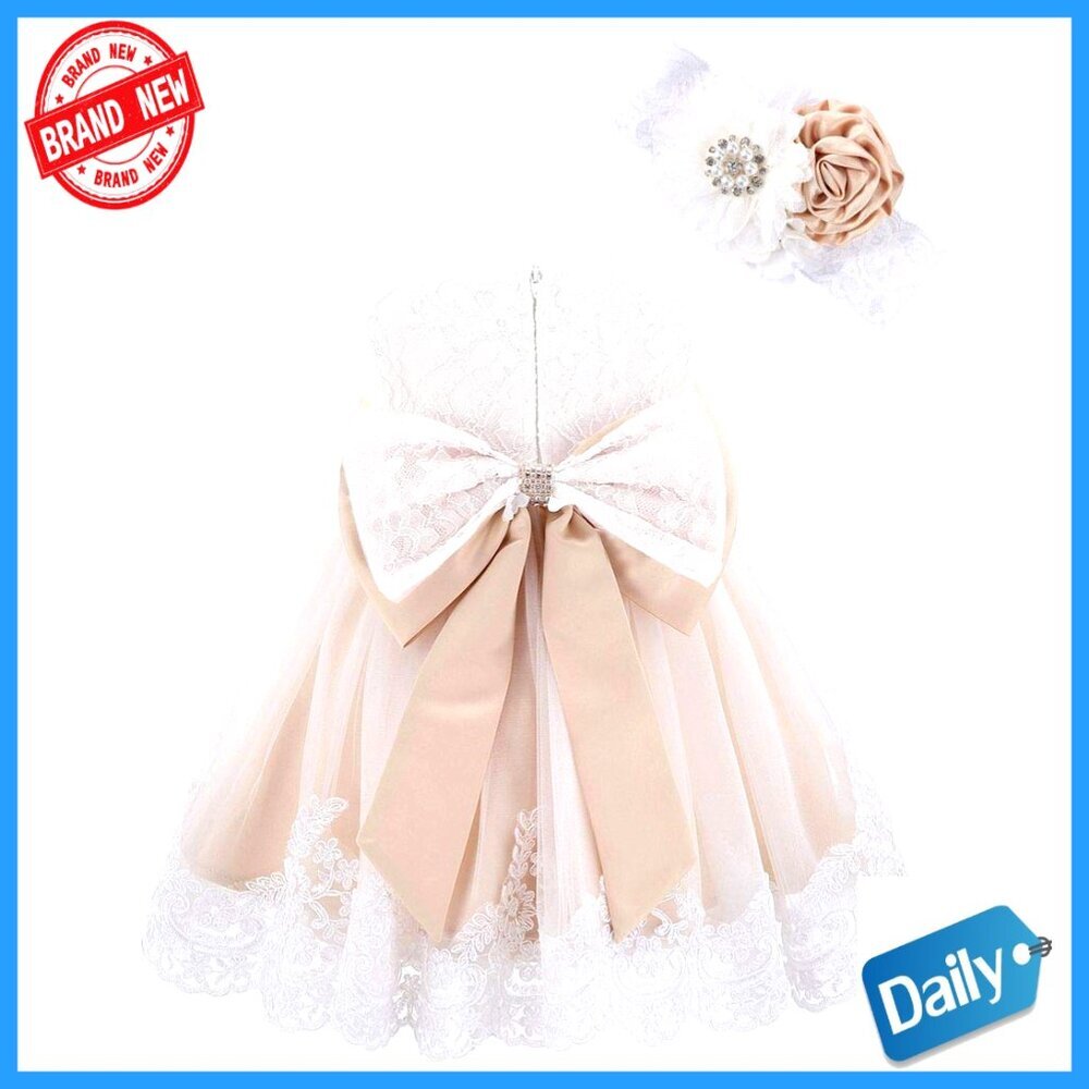 Lace Flower Girl Dress with Bowknot Waist Formal Tutu Gown